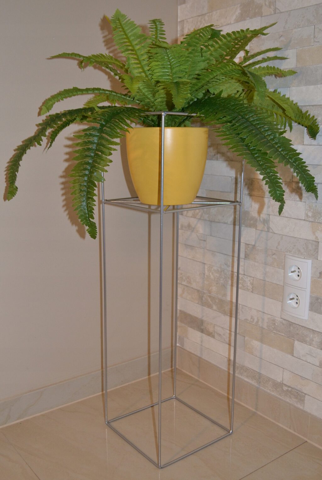 Kwietnik stojący Filo metalowy loft srebrny 80cm - obrazek 2