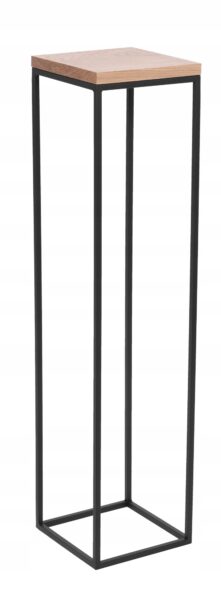 Kwietnik metalowy loft czarny 100cm lity dąb deska