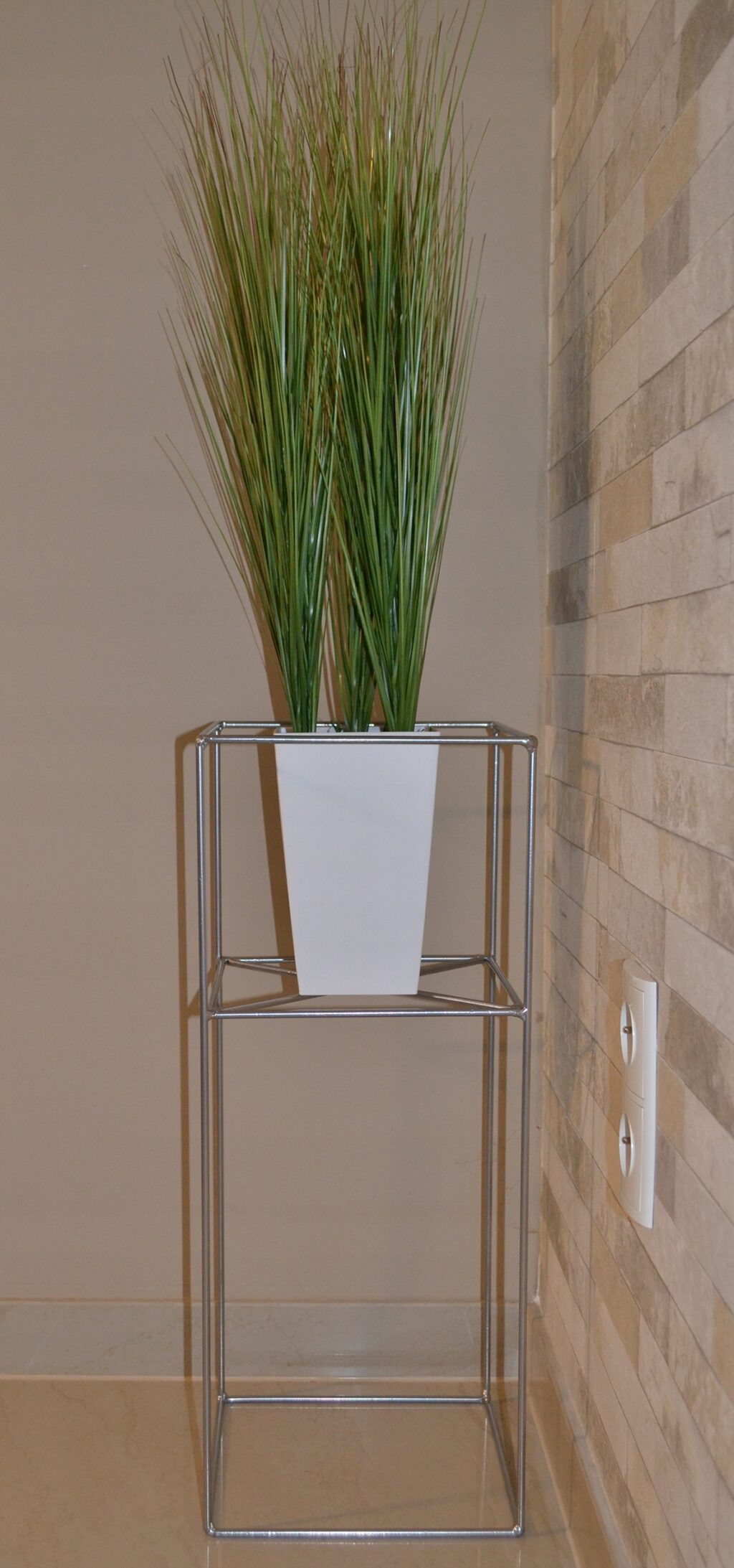 Kwietnik stojący Filo metalowy loft srebrny 60 cm - obrazek 5