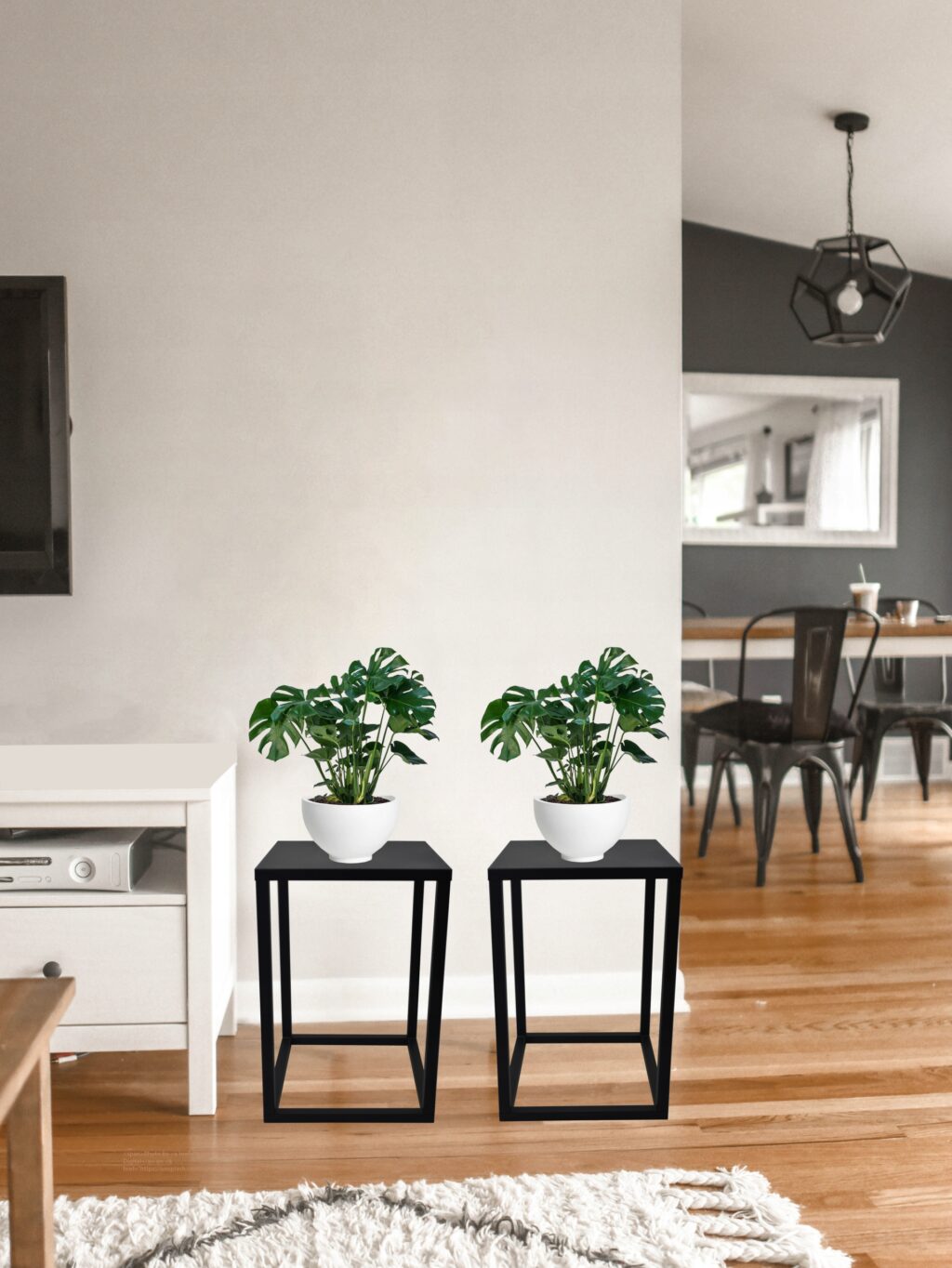 Kwietnik metalowy loft 40 cm solidny 16mm czarny - obrazek 3