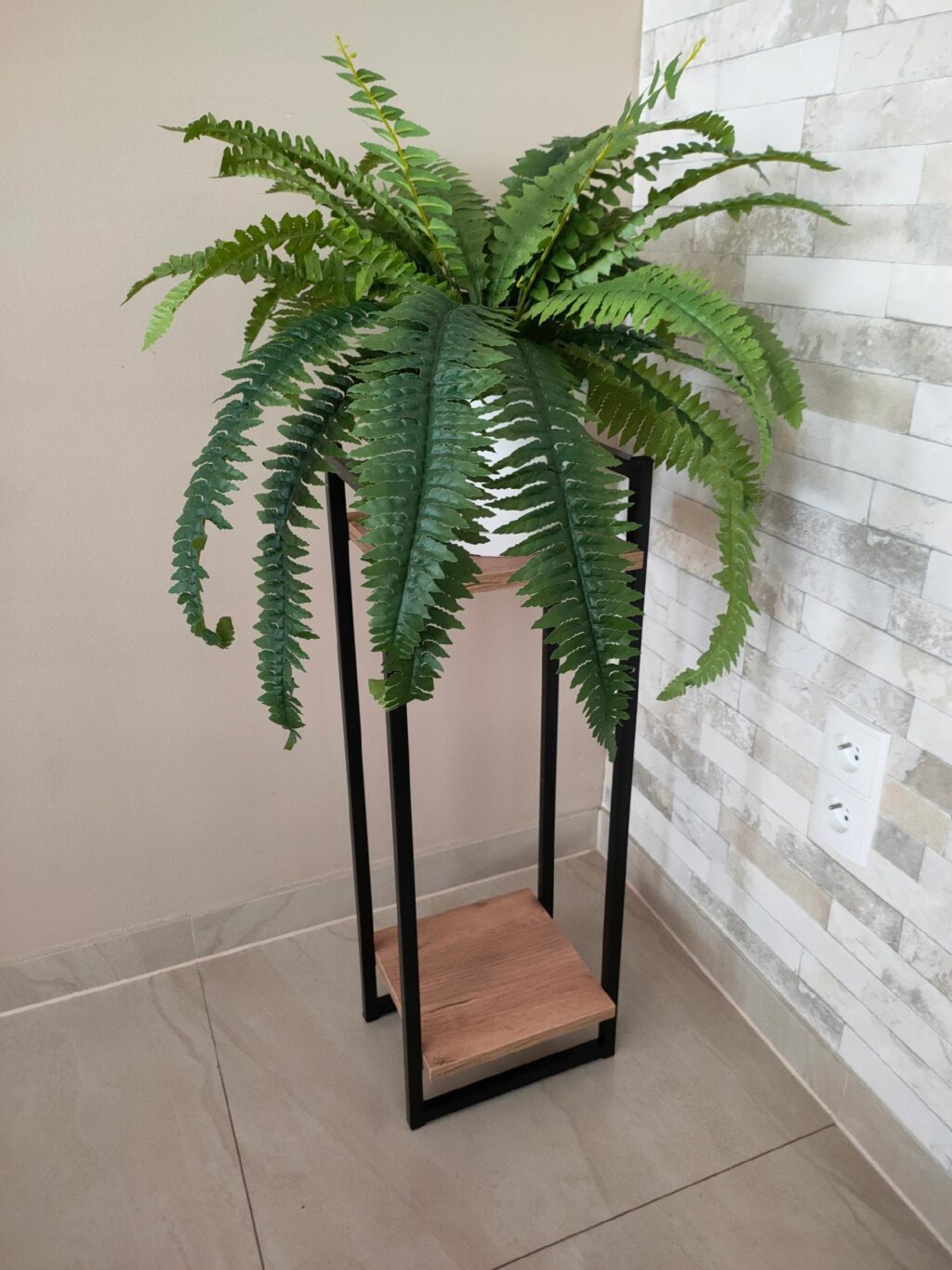 Kwietnik metalowy loft czarny 2 półkowy Cage 70cm - obrazek 2