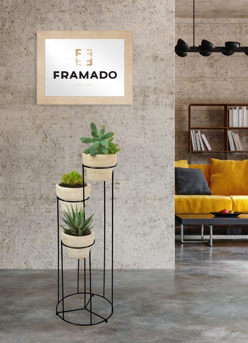 Kwietnik stojący metalowy loft czarny 3donicowy - obrazek 4