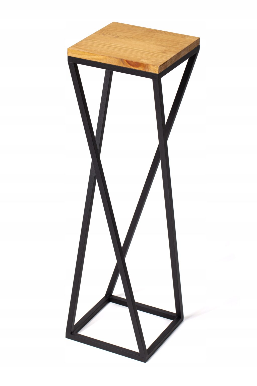 Kwietnik stojący metalowy loft czarny 60cm blat - obrazek 4