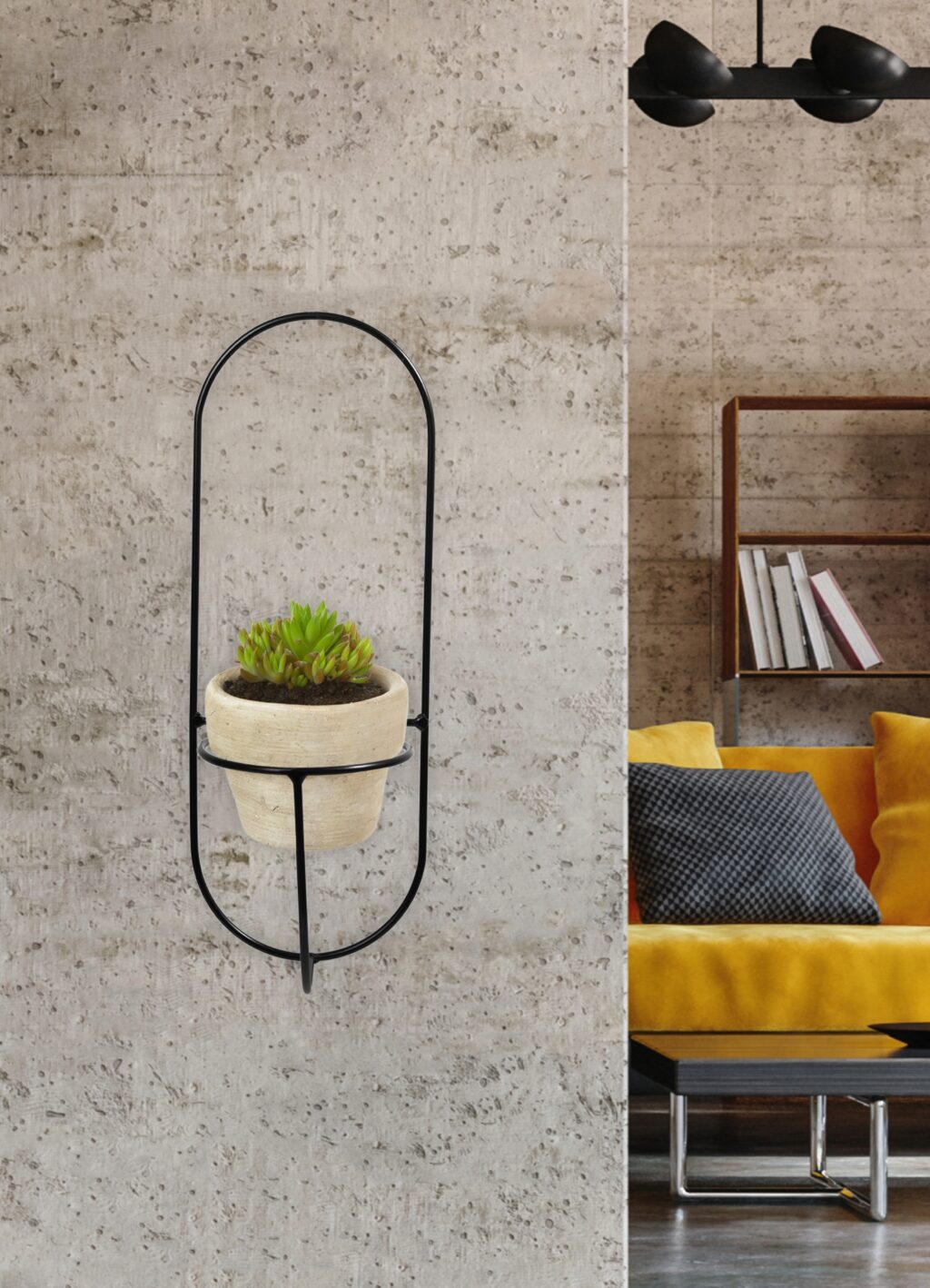 Kwietnik wiszący na ścianę loft czarny drut Piano - obrazek 5