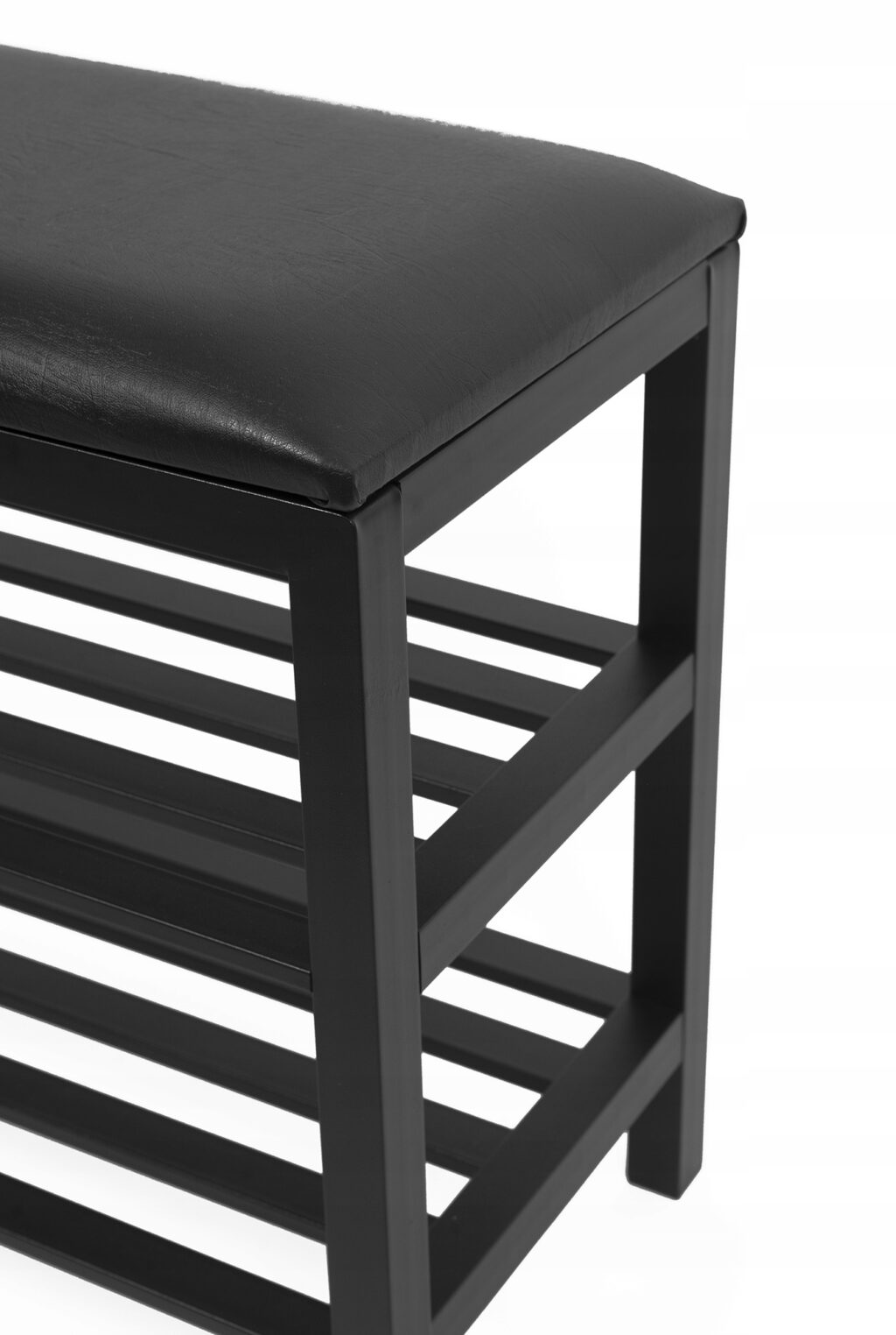 SZAFKA REGAŁ NA BUTY Z SIEDZISKIEM LOFT DESIGN CZARNA WYGODNA MOCNA - obrazek 3
