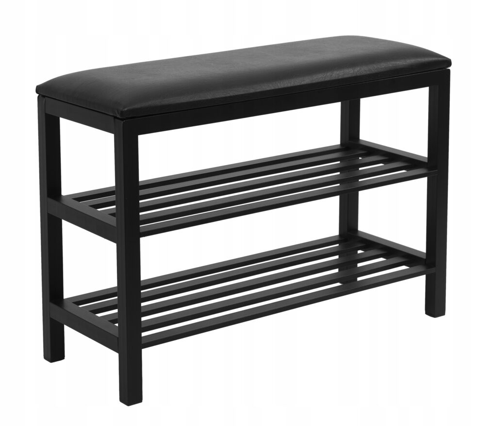 SZAFKA REGAŁ NA BUTY Z SIEDZISKIEM LOFT DESIGN CZARNA WYGODNA MOCNA