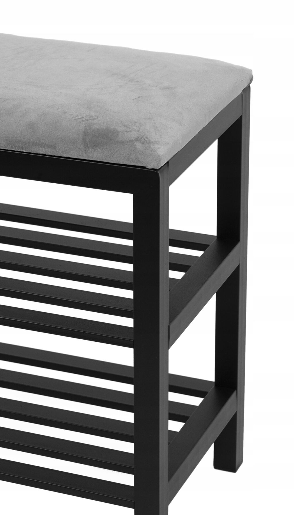 SZAFKA REGAŁ NA BUTY SZARE TAPICEROWANE SIEDZISKO LOFT DESIGN WYGODNA MOCNA - obrazek 3