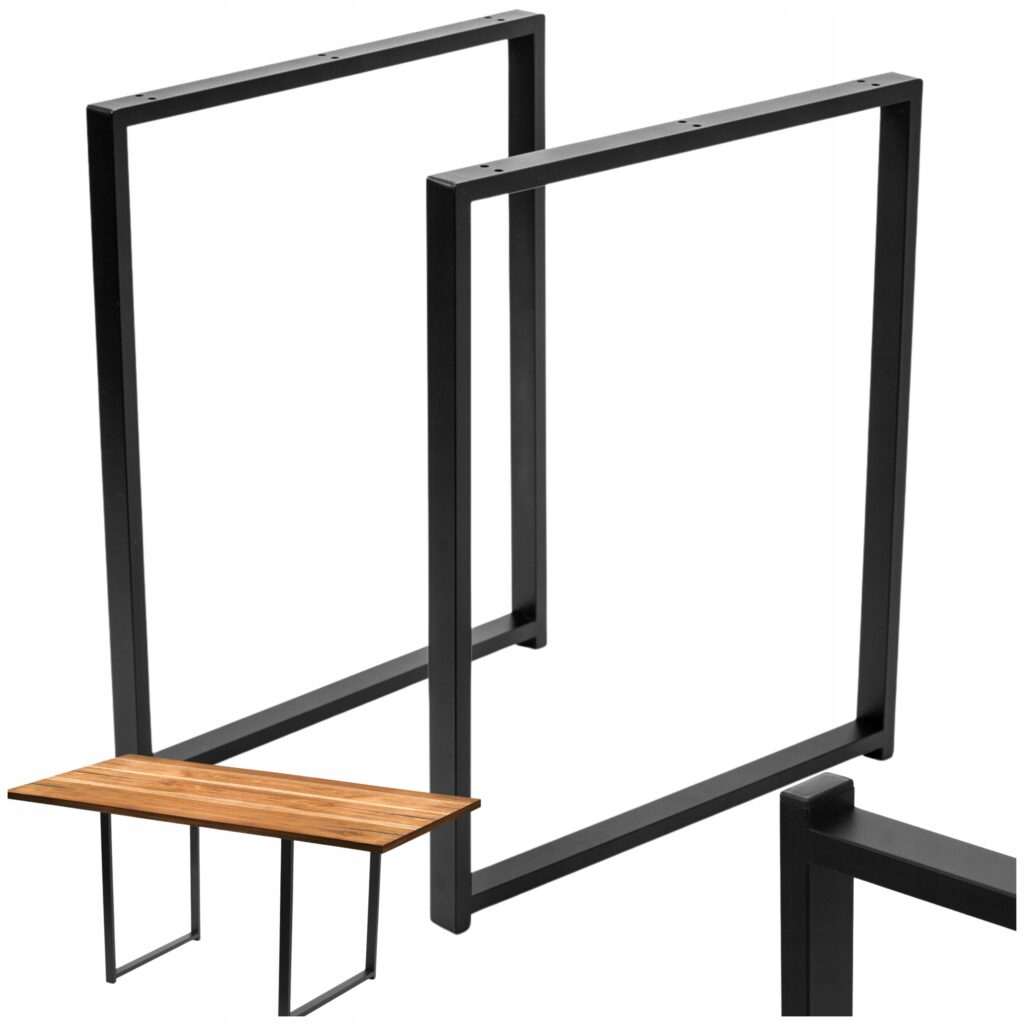 NOGI DO STOŁU BIURKA Ławy Stolika Metalowe 72cm Czarne Loft 40x20mm 2szt - obrazek 2
